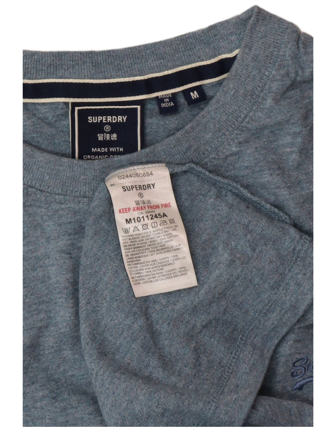 SUPERDRY Мужская футболка из хлопка среднего синего цвета