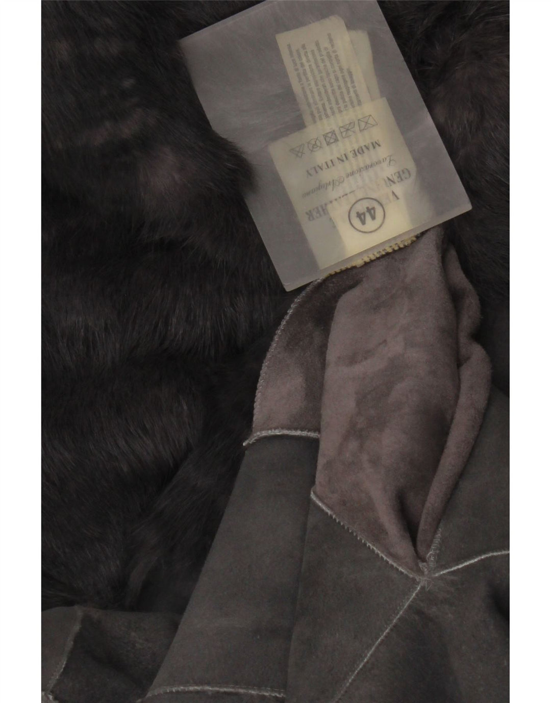 Винтажная женская дубленка оверсайз с капюшоном и рукавом 3/4 IT 44 Средний Серый