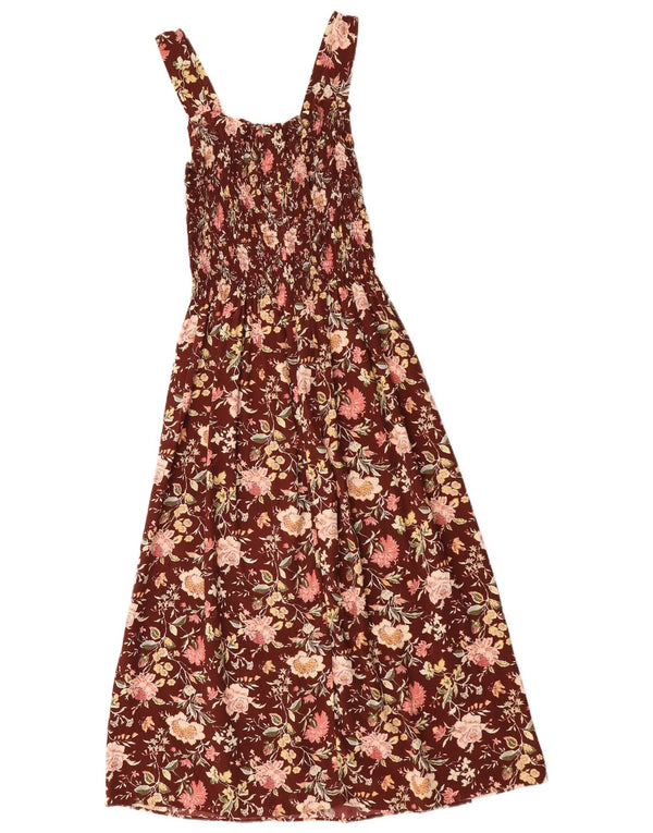 Винтажный женский сарафан UK 4 XS Коричневый с цветочным принтом