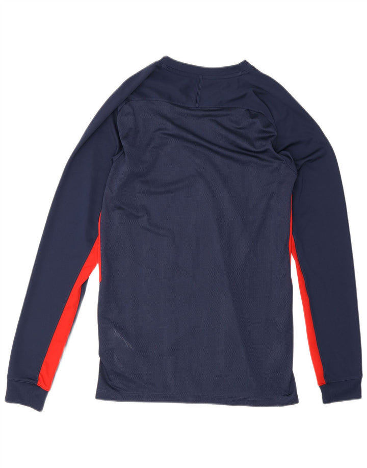 Мужской топ Nike Dri Fit с длинным рукавом, маленький, темно-синий, полиэстер с цветными блоками