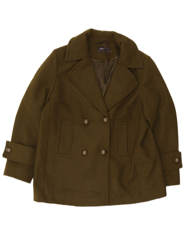 Marks & Spencer Womens Pea Coat UK 18 XL Khaki Polyester