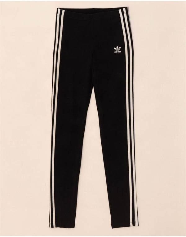 Леггинсы Adidas для девочек 13-14 лет, черные, хлопковые