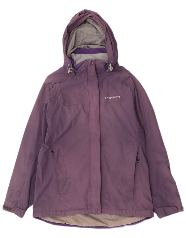 Sprayway Womens Hooded Waterproof Jacket UK 12 Medium Purple Polyamide