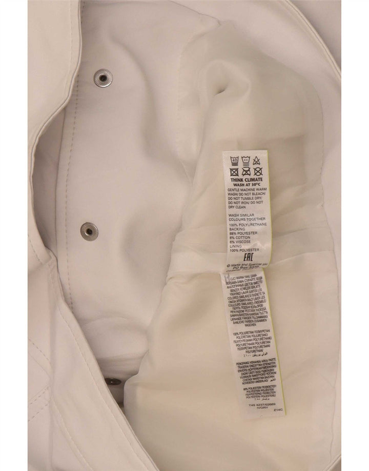 Женская куртка из искусственной кожи Marks & Spencer UK 8, маленькая, белого цвета