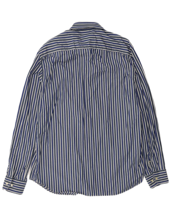 Massimo Dutti Mens Shirt XL Navy Blue Striped