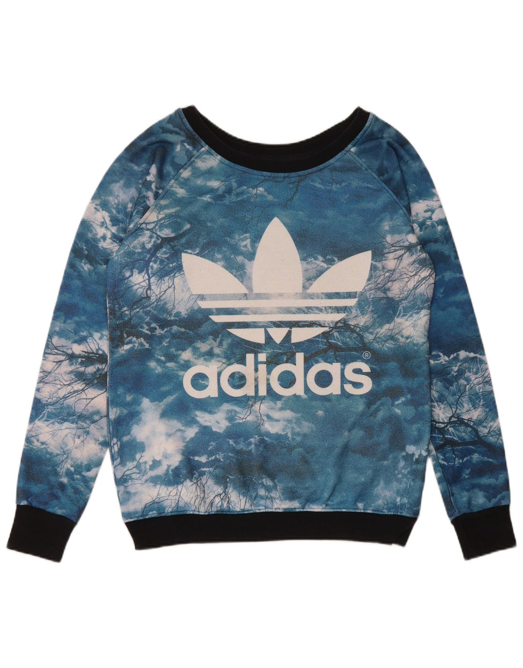Женский свитер с рисунком Adidas UK 14, большой синий полиэстер тай-дай