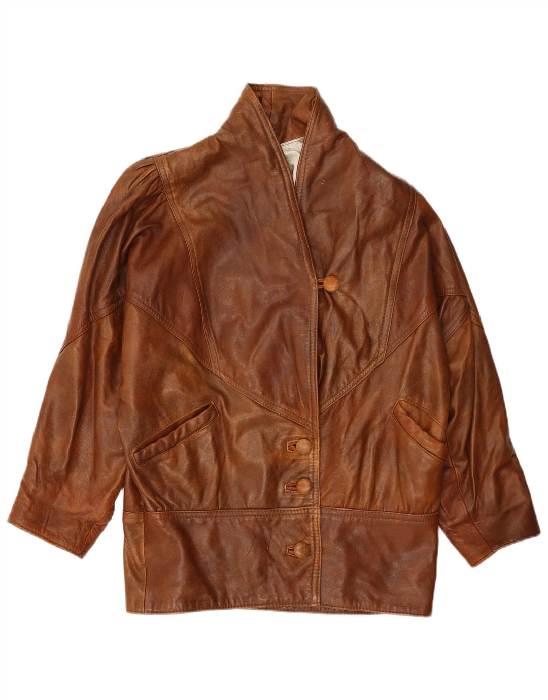 Винтажная женская куртка оверсайз с рукавом 3/4, UK 10, маленький коричневый цвет