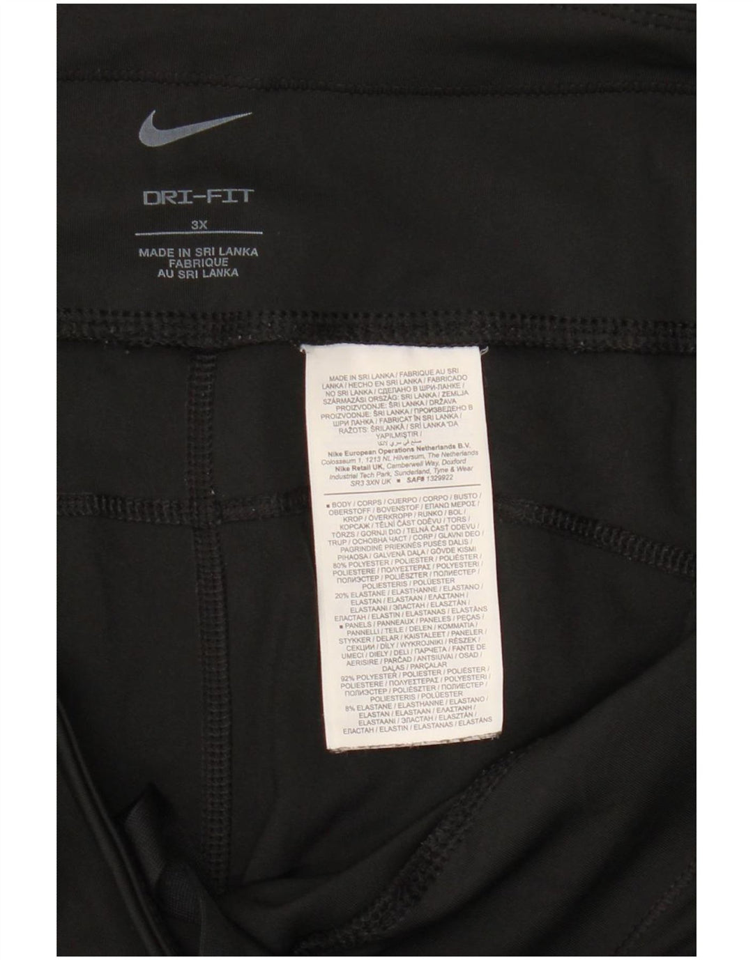 Женские леггинсы-капри Nike Dri Fit UK 22 3XL, черный полиэстер