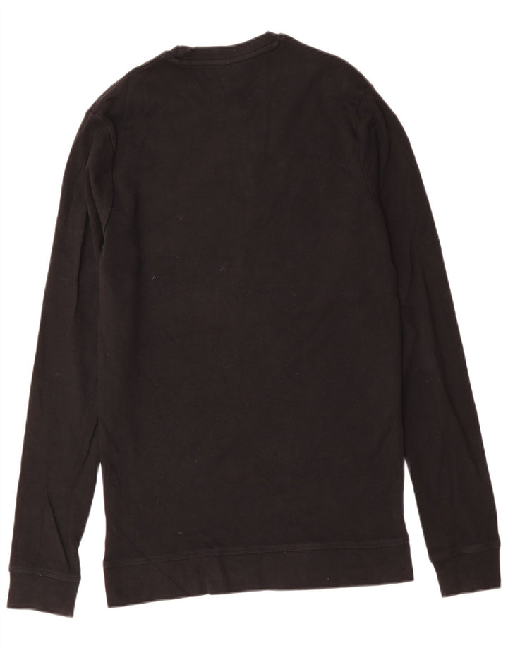 Женский топ с длинным рукавом HUGO BOSS UK 14, большой черный хлопок