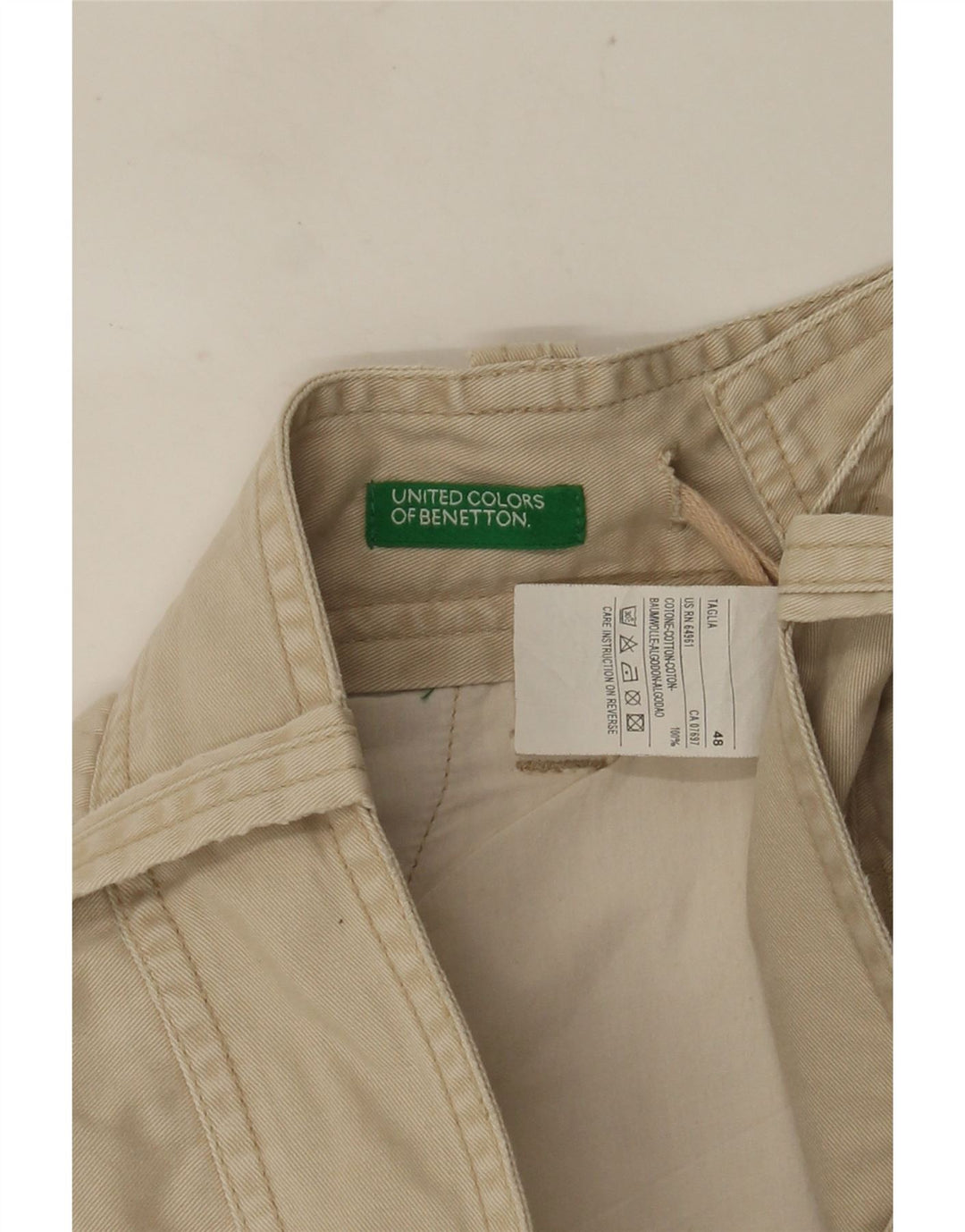 Мужские шорты карго Benetton IT 48 Medium W36 Бежевые, хлопок