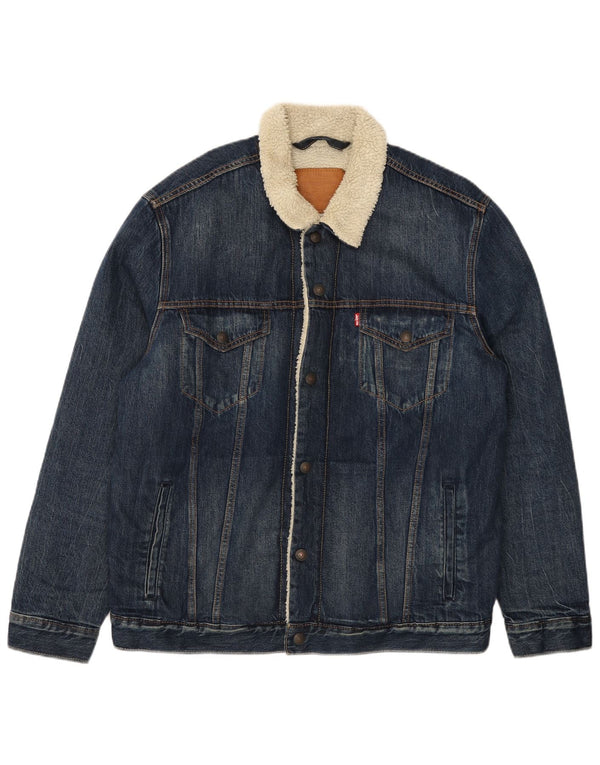 Мужская джинсовая куртка Levi's из шерпа UK 42 XL, синяя, хлопок