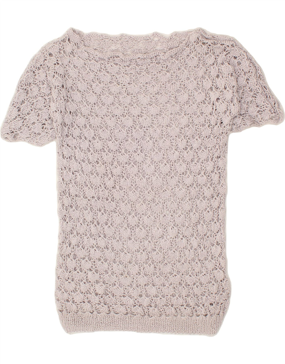 VINTAGE Womens Crochet See Through Top UK 10 Small Grey Vintage Vintage and Second-Hand Vintage from Messina Hembry 