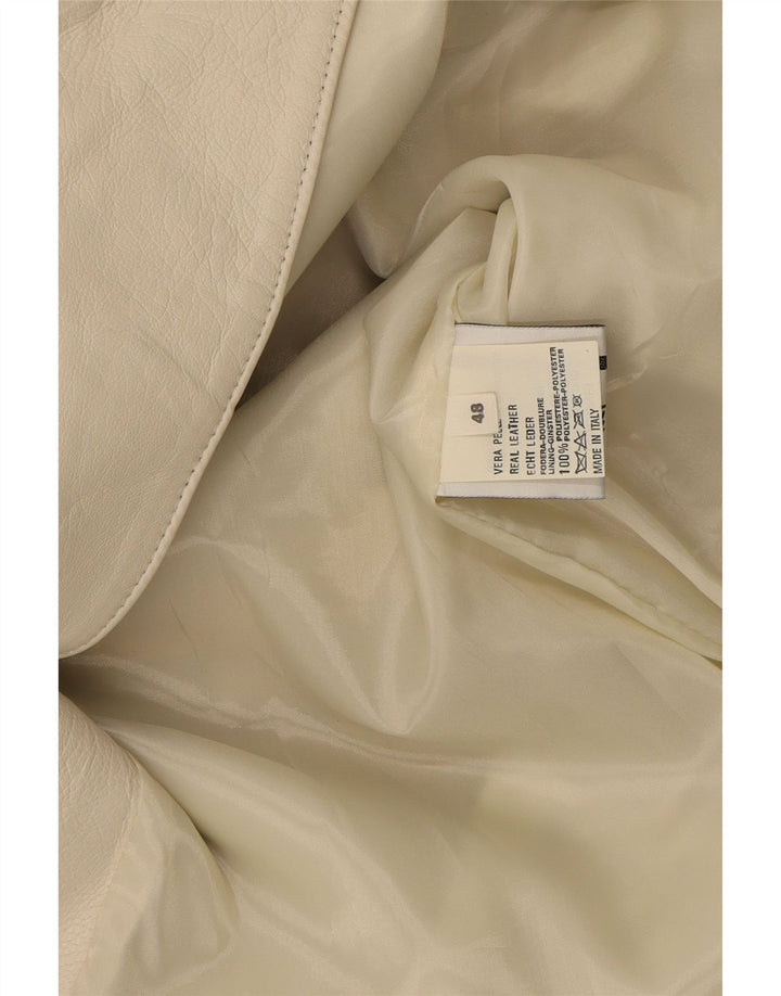 VINTAGE Womens Leather Jacket IT 48 XL Beige Leather Vintage Vintage and Second-Hand Vintage from Messina Hembry 