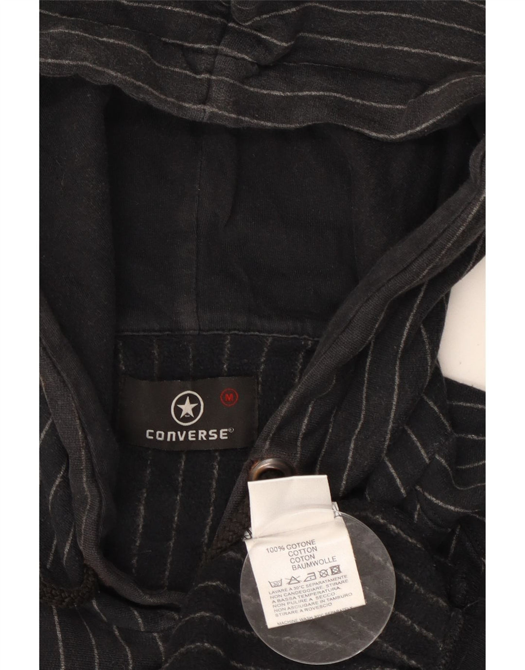 Мужской джемпер с капюшоном CONVERSE Chuck Taylor, средний черный в полоску