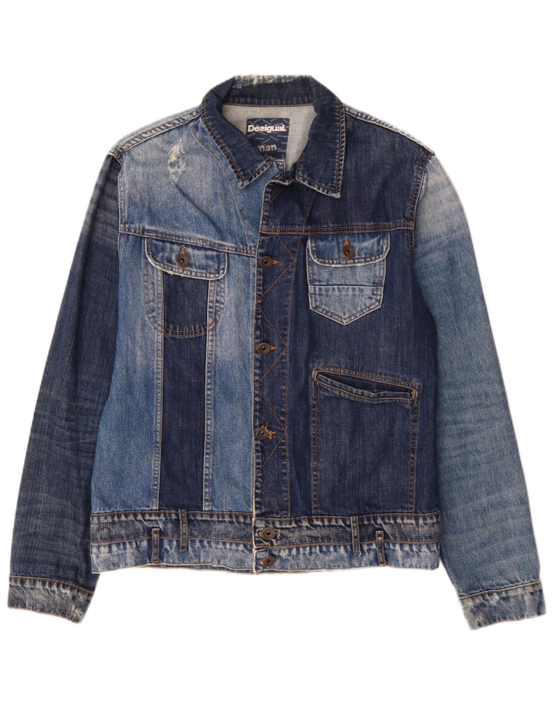Мужская джинсовая куртка Desigual UK 40, большая синяя хлопковая