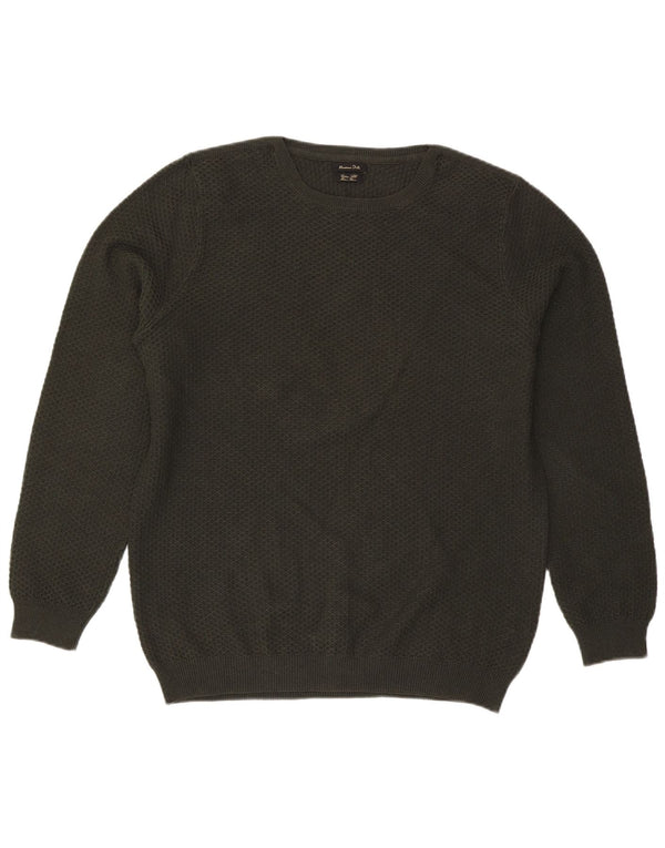 Мужской джемпер с круглым вырезом Massimo Dutti XL, зеленый хлопок