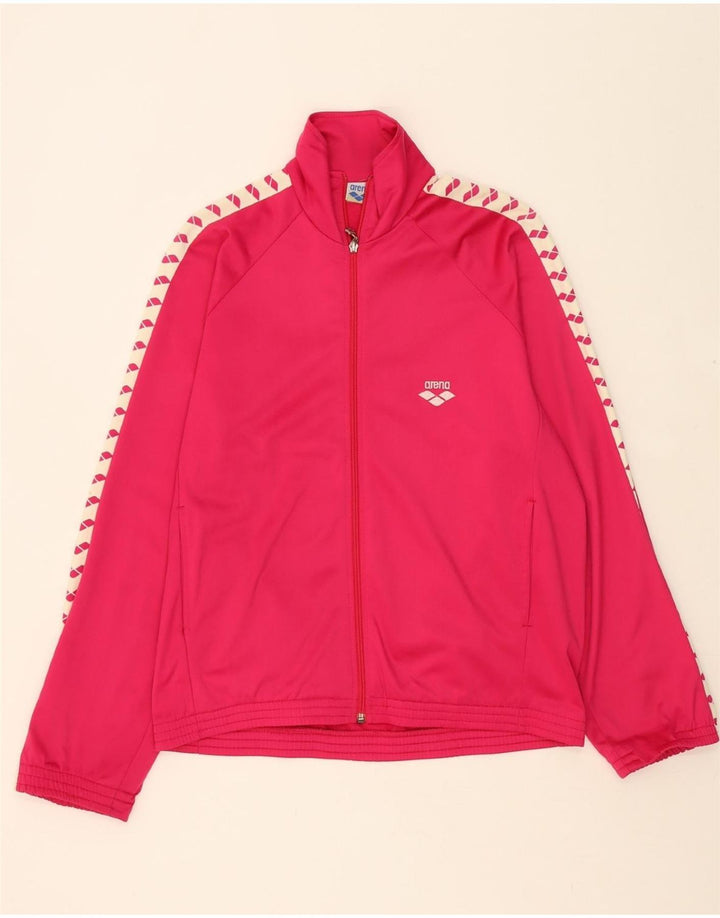 ARENA Girls Graphic Tracksuit Top Jacket 14-15 Years Pink Polyester Vintage Arena and Second-Hand Arena from Messina Hembry 