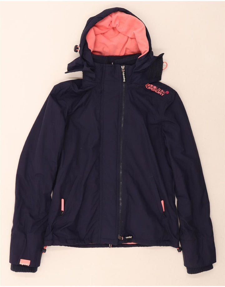 SUPERDRY Womens Windcheater Windbreaker Jacket UK 14 Medium Navy Blue Vintage Superdry and Second-Hand Superdry from Messina Hembry 