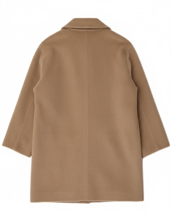 Винтажное женское пальто оверсайз UK 12, средний бежевый шерстяной цвет
