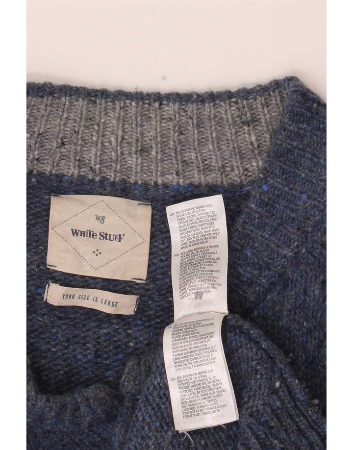 Мужской джемпер с воротником на пуговицах White Stuff, большой темно-синий в крапинку