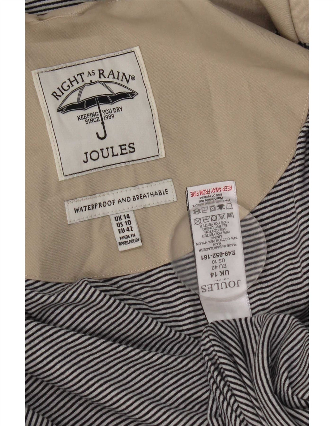 Женская дождевик обычного кроя с капюшоном Joules UK 14, хлопок среднего серого цвета