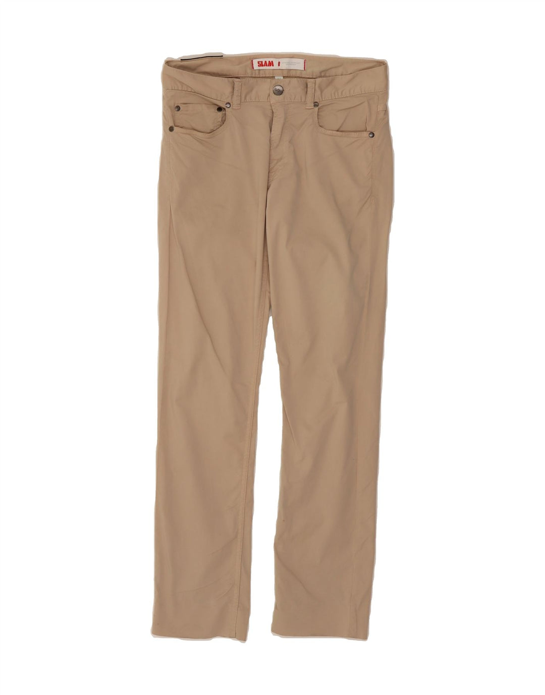 SLAM Womens Straight Casual Trousers IT 44 Medium W32 L30 Beige Vintage Slam and Second-Hand Slam from Messina Hembry 
