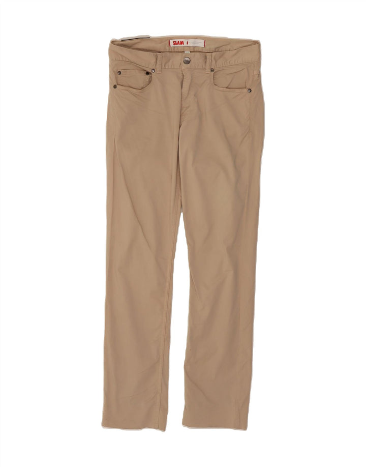 SLAM Womens Straight Casual Trousers IT 44 Medium W32 L30 Beige Vintage Slam and Second-Hand Slam from Messina Hembry 
