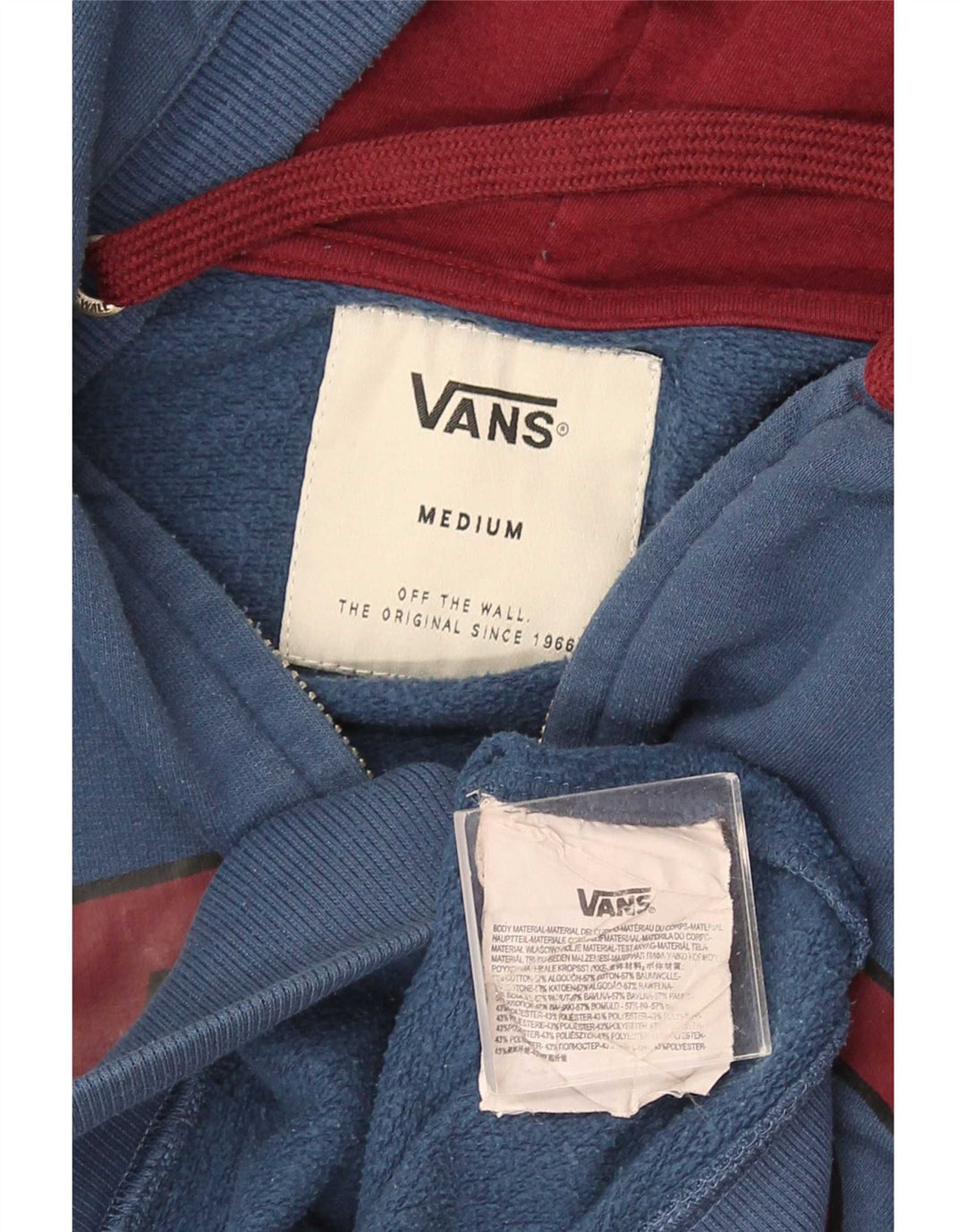 Мужской свитер с капюшоном и молнией с графическим рисунком Vans, хлопковый средний синий цвет