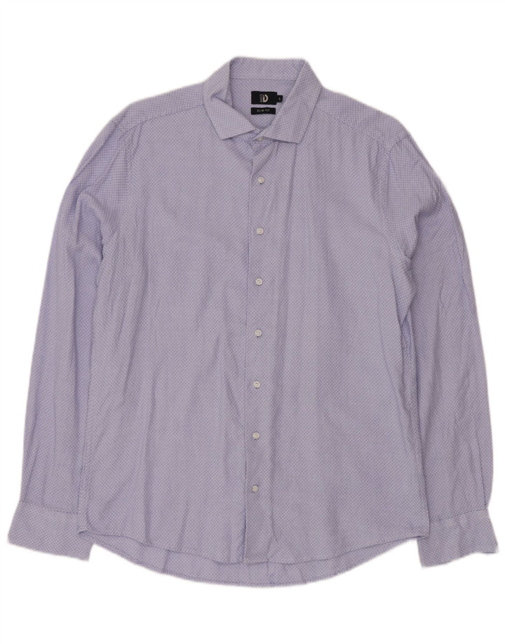 Мужская рубашка приталенного кроя Dack's, большая синяя хлопковая ткань с узором аргайл/бриллиант