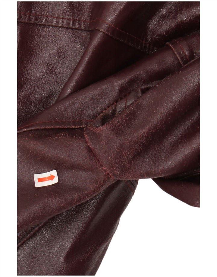 ПОЖАЛУЙСТА, женская кожаная куртка UK 12, средний бордовый цвет