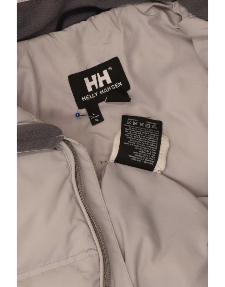 Женская стеганая куртка Helly Hansen UK 16, большая серая, нейлон с цветными блоками