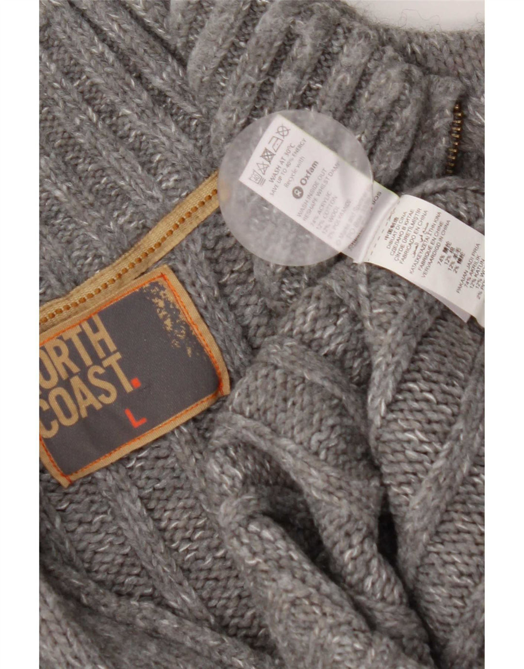 Мужской джемпер с воротником на молнии Marks & Spencer, большой серый акрил в крапинку
