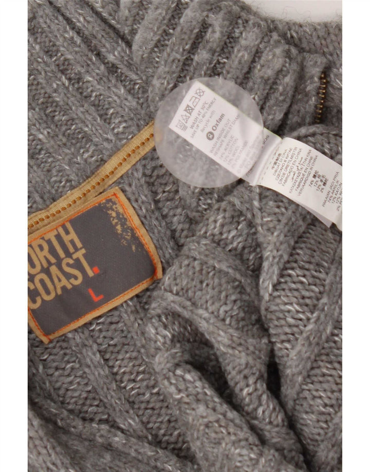 Мужской джемпер с воротником на молнии Marks & Spencer, большой серый акрил в крапинку