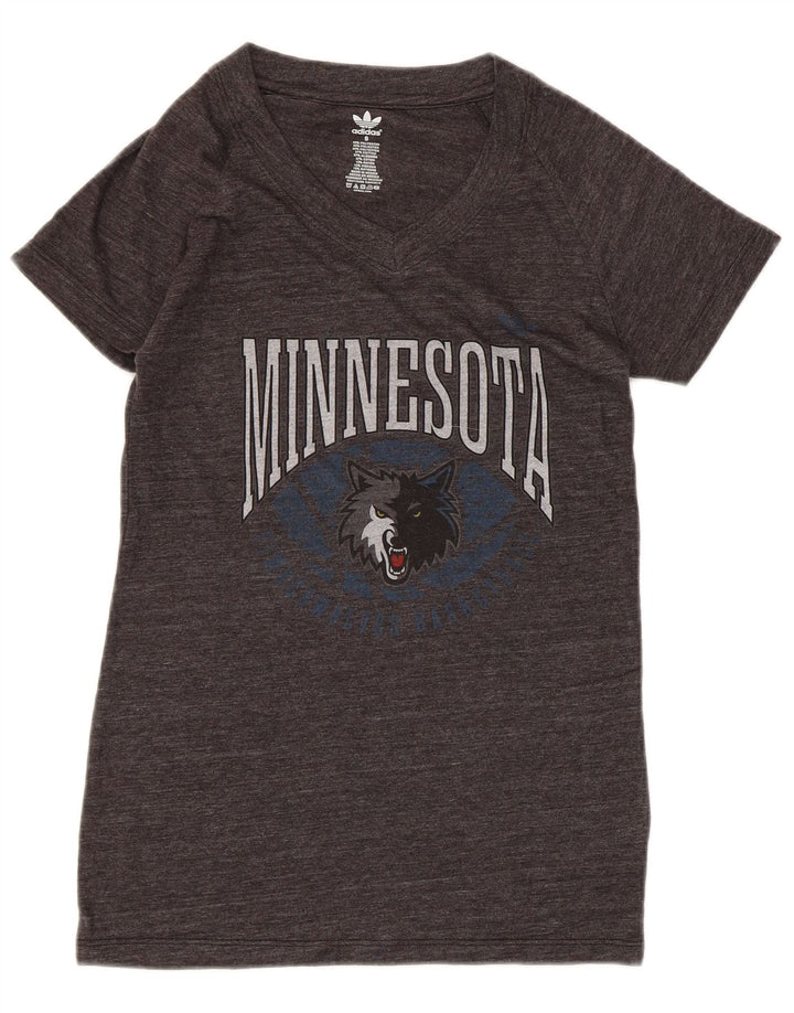 ADIDAS Womens Minnesota Graphic T-Shirt Top UK 8 Small Grey Polyester