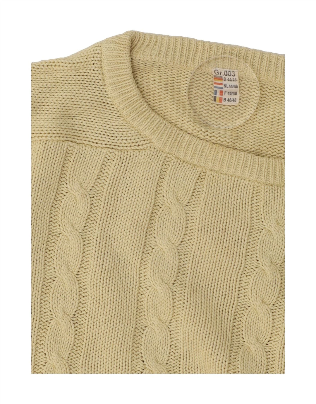 VINTAGE Mens Crew Neck Jumper Sweater IT 46/48 Medium Beige Cotton Vintage Vintage and Second-Hand Vintage from Messina Hembry 