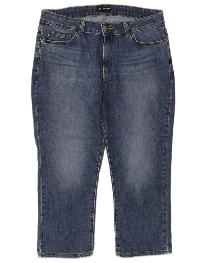 LEE Womens Mid Rise Regular Fit Capri Jeans US 12 Large W32 L21 Blue