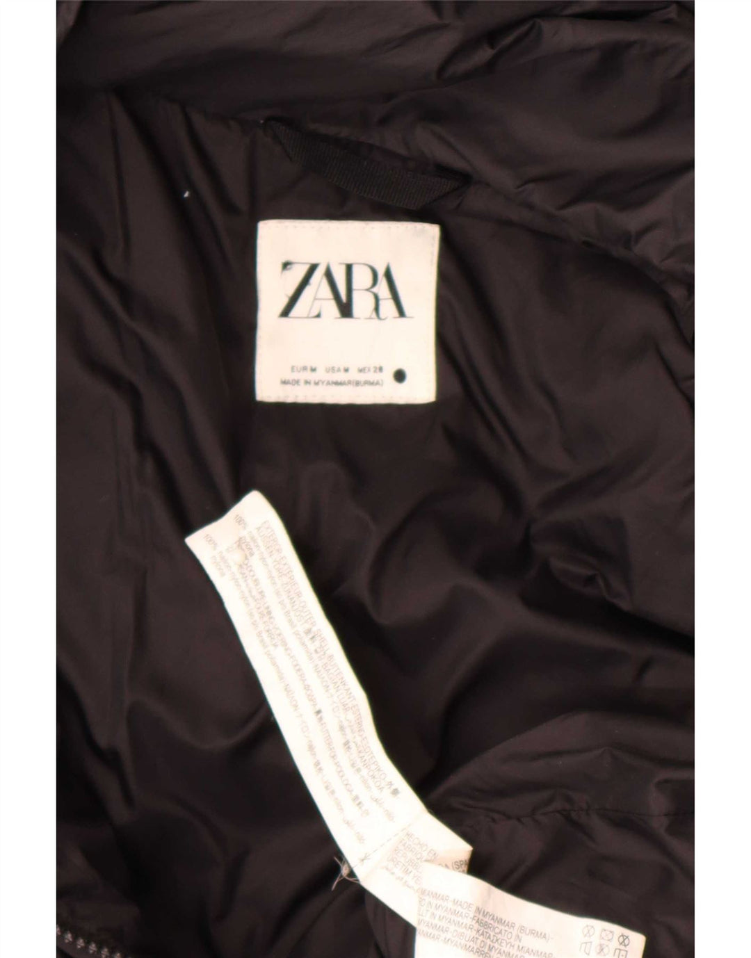 Женская стеганая куртка с капюшоном Zara UK 14, средний черный нейлон