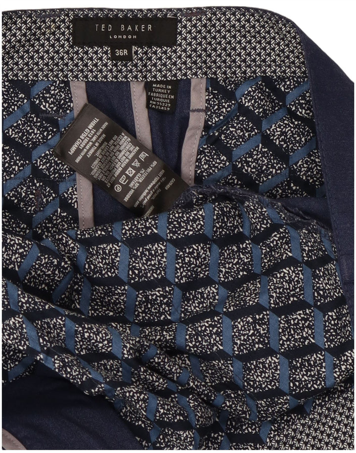 Мужские узкие брюки Ted Baker W36 L28 из полиэстера темно-синего цвета