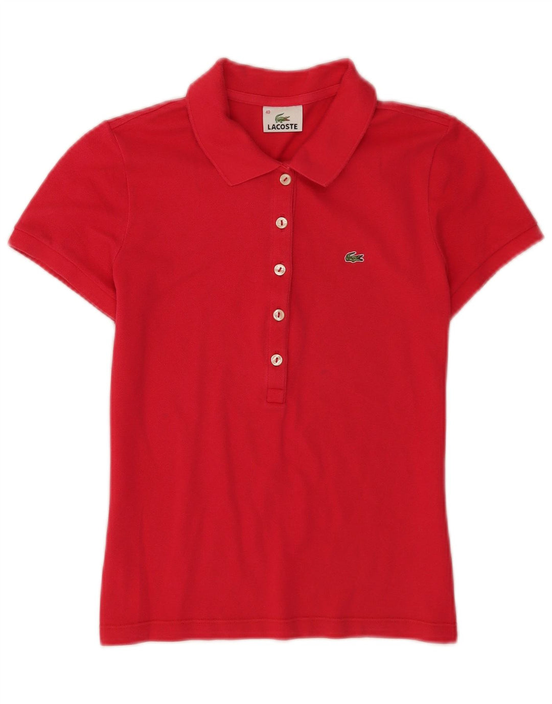 Женская рубашка-поло Lacoste с коротким рукавом, размер 40, средний красный хлопок, хлопок