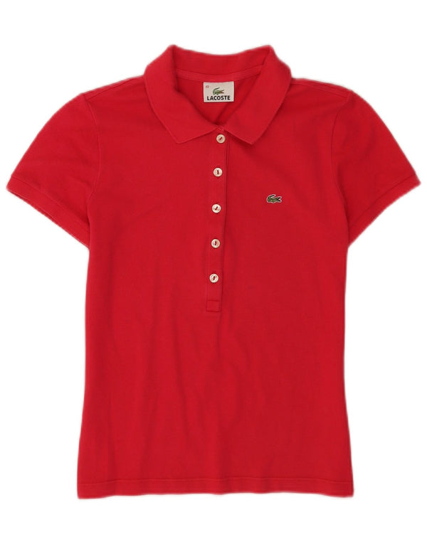 Lacoste Womens Short Sleeve Polo Shirt Size 40 Medium Red Cotton