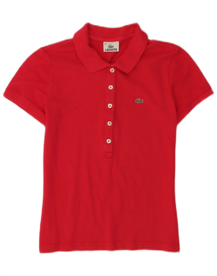 Женская рубашка-поло Lacoste с коротким рукавом, размер 40, средний красный хлопок, хлопок