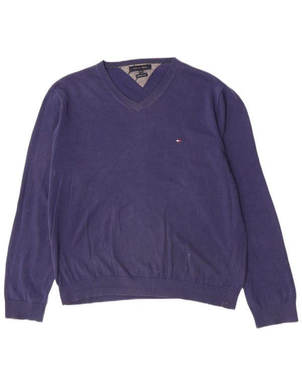 Мужской джемпер с v-образным вырезом Tommy Hilfiger 2XL, темно-синий, хлопок