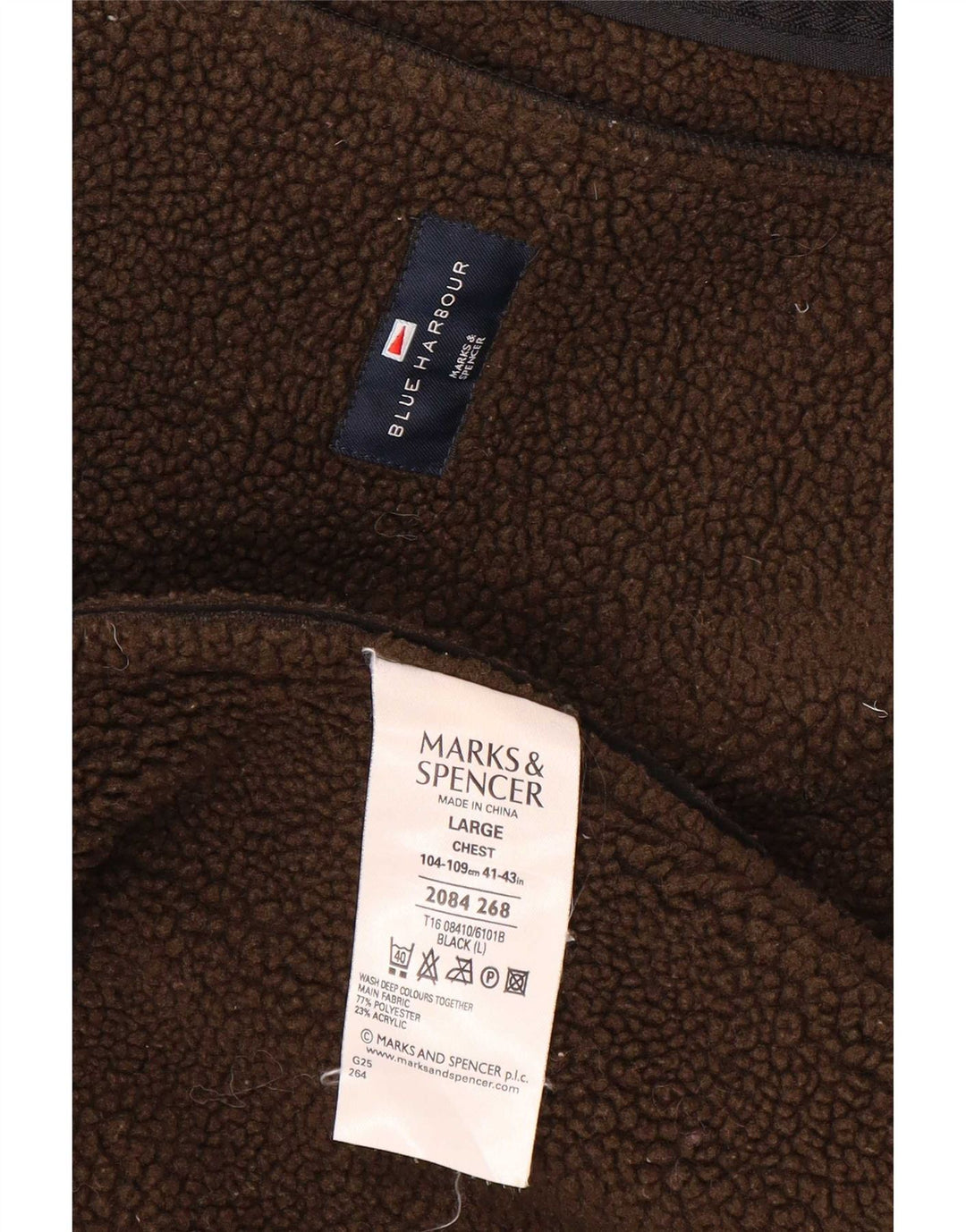 Мужская куртка Marks & Spencer Blue Harbour Sherpa UK 40, большая, черная, полиэстер