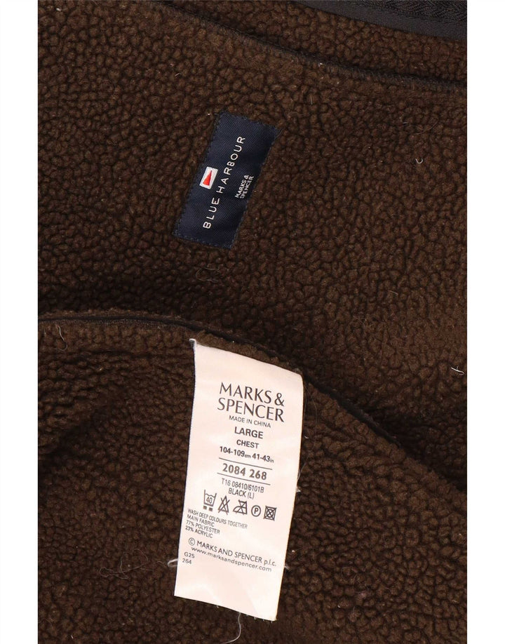Мужская куртка Marks & Spencer Blue Harbour Sherpa UK 40, большая, черная, полиэстер