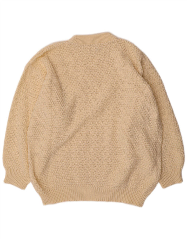 ВИНТАЖНЫЙ женский джемпер с круглым вырезом, Великобритания 20, размер 2XL, белый полиакрил