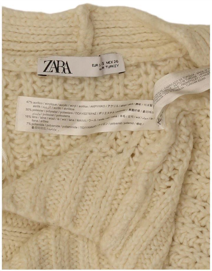 Женский свободный кардиган Zara UK 10, маленький белый акрил