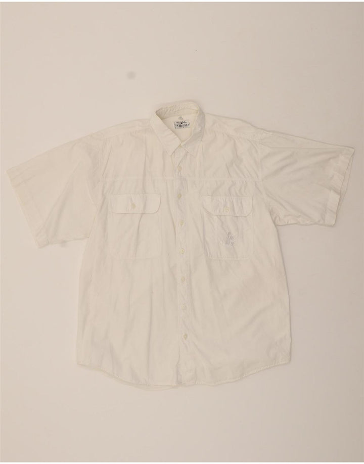 JOHN F GEE Mens Short Sleeve Shirt Size 39/40 Medium White Cotton Vintage John F Gee and Second-Hand John F Gee from Messina Hembry 