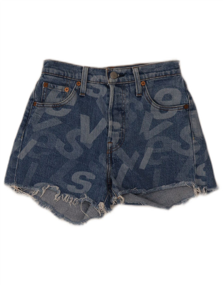 Женские джинсовые шорты с рисунком Levi's W23 2XS Синие, хлопок