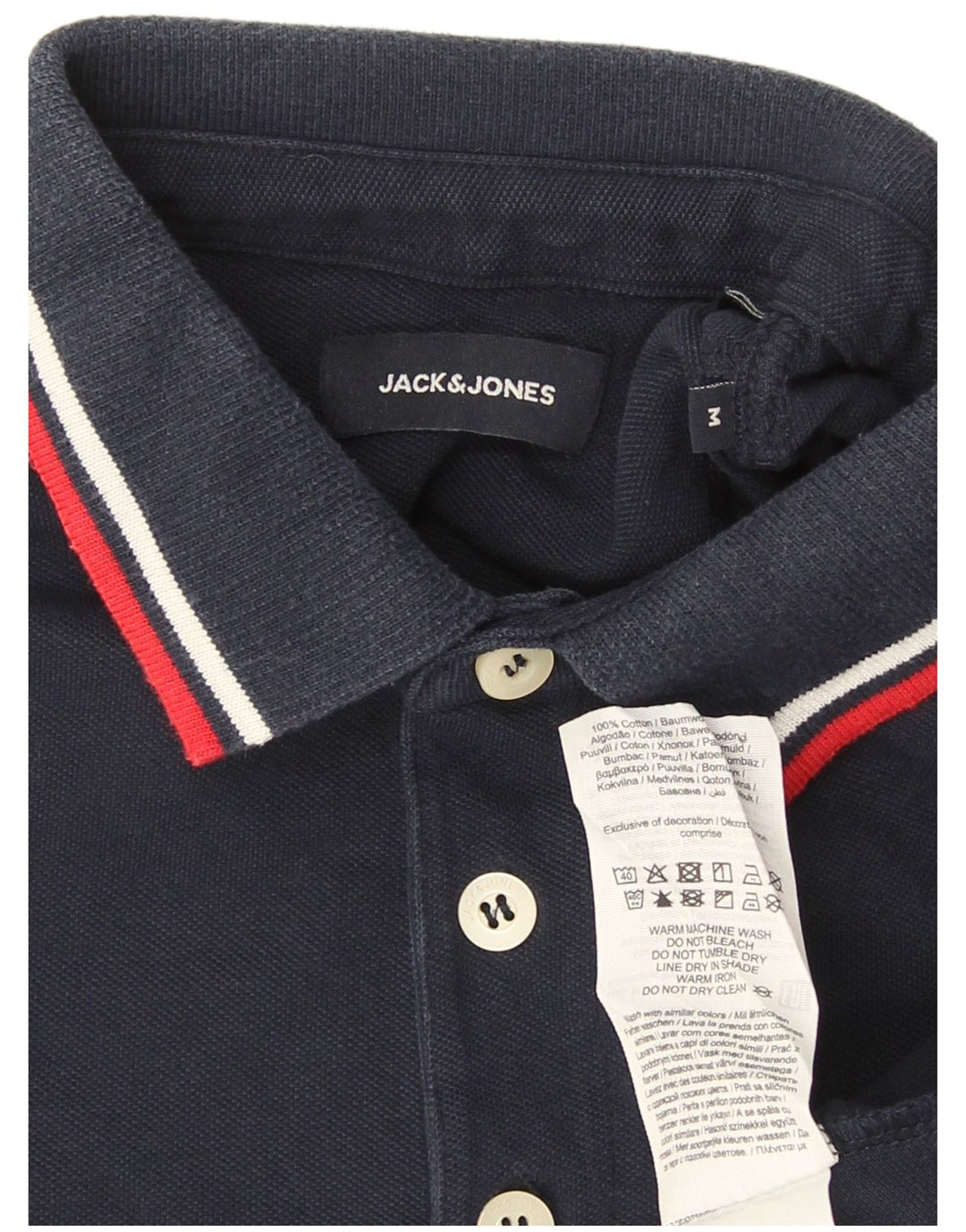 Мужская рубашка поло Jack & Jones среднего размера, темно-синяя, хлопковая