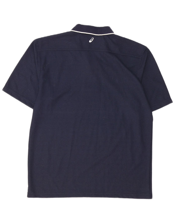 Мужская рубашка-поло ASICS, большая темно-синяя хлопковая полоска